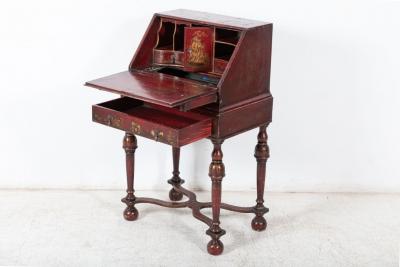 English Decorative Chinoiserie Bureau Writing Desk