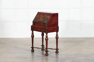 English Decorative Chinoiserie Bureau Writing Desk
