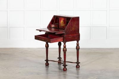 English Decorative Chinoiserie Bureau Writing Desk