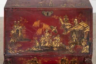 English Decorative Chinoiserie Bureau Writing Desk