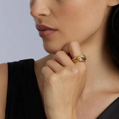 English Diamond Double Snake Ring