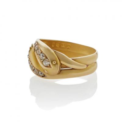 English Diamond Double Snake Ring