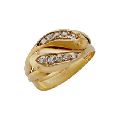 English Diamond Double Snake Ring