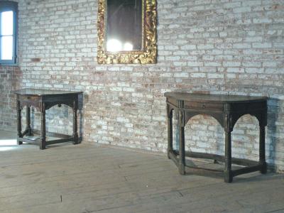 English Early 17th Century Charles I Oak Demi lune Console Table
