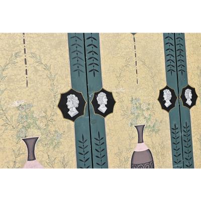 English Early 20th Century Bloomsbury Folding Screen