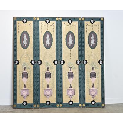 English Early 20th Century Bloomsbury Folding Screen