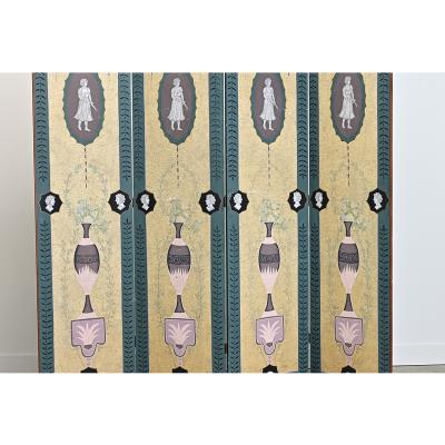 English Early 20th Century Bloomsbury Folding Screen