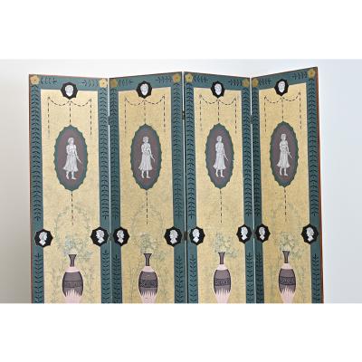 English Early 20th Century Bloomsbury Folding Screen