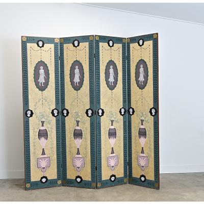 English Early 20th Century Bloomsbury Folding Screen