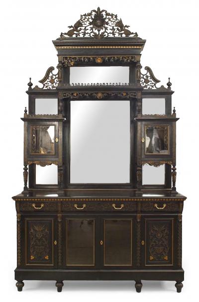 English Ebonized Cupboard Cabinet