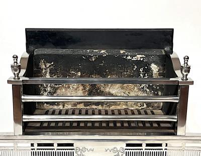 English Edwardian Adam Style Polished Steel and Iron Fire Grate circa 1905