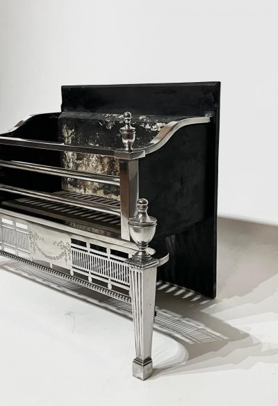 English Edwardian Adam Style Polished Steel and Iron Fire Grate circa 1905