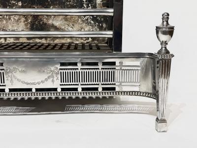 English Edwardian Adam Style Polished Steel and Iron Fire Grate circa 1905