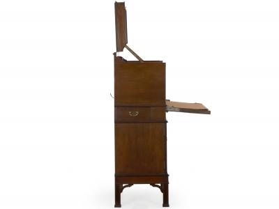 English Edwardian Mahogany Fall Front Secretary Desk with Built In Safe c 1900