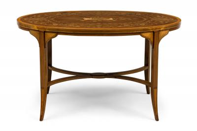 English Edwardian Mahogany and Marquetry Inlay Occasional Table