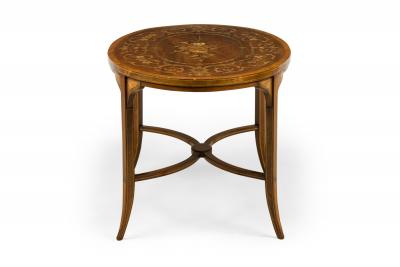 English Edwardian Mahogany and Marquetry Inlay Occasional Table