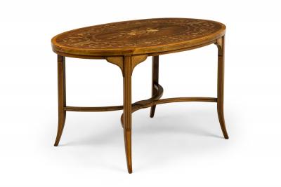 English Edwardian Mahogany and Marquetry Inlay Occasional Table