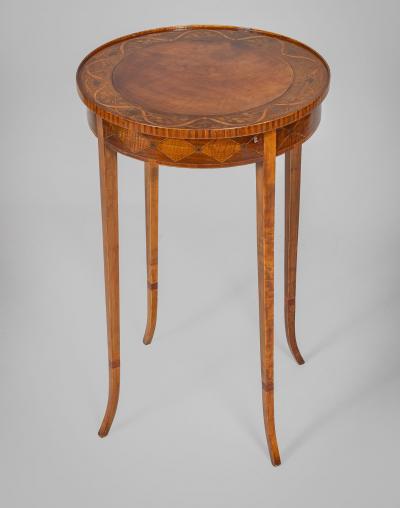 English Edwardian Period Small Round Inlaid Side or Occasional Table