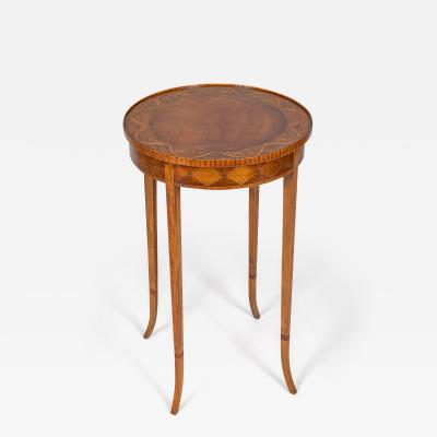 English Edwardian Period Small Round Inlaid Side or Occasional Table