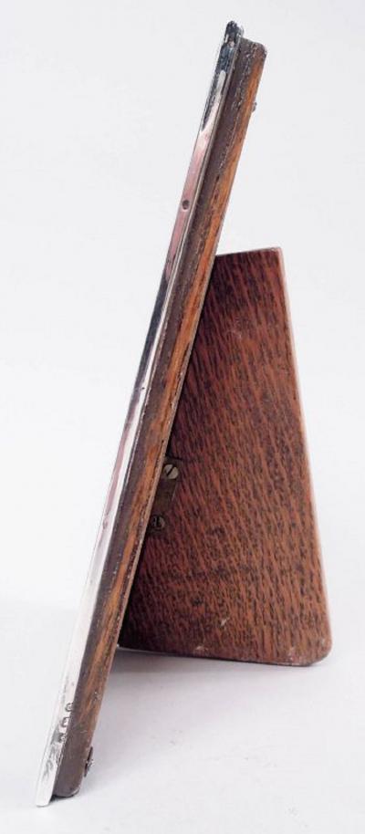 English Edwardian Sterling Silver Green Enamel Picture Frame 1927