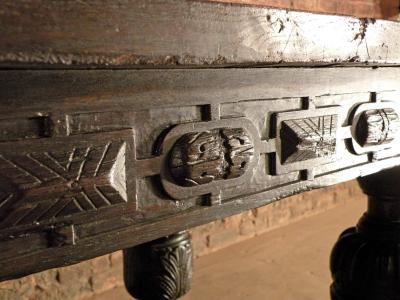 English Elizabethan Oak Long Eight Melon Refectory Table