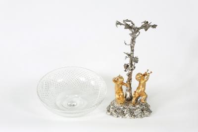English Elkington Silver Plated Cut Crystal Epergne