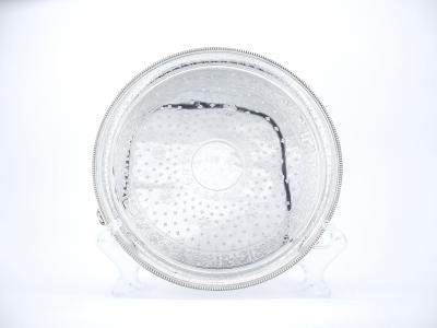 English Elkingtons Silver Plated Round Shape Interior Decorated Serving Tray
