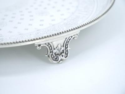 English Elkingtons Silver Plated Round Shape Interior Decorated Serving Tray