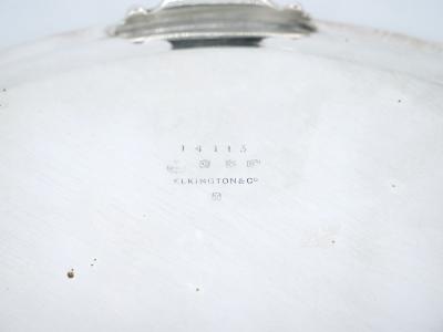 English Elkingtons Silver Plated Round Shape Interior Decorated Serving Tray