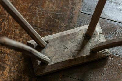 English Elm Primitive Country Stool