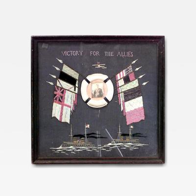 English Framed Flag Naval Memorial Embroidery