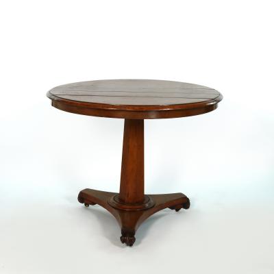 English Fruitwood Center Table with Octagonal Pedestal Tripod Base circa 1850