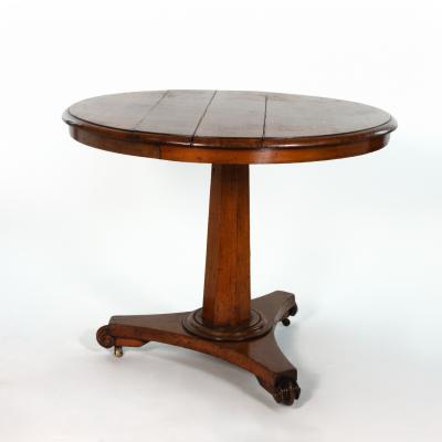 English Fruitwood Center Table with Octagonal Pedestal Tripod Base circa 1850