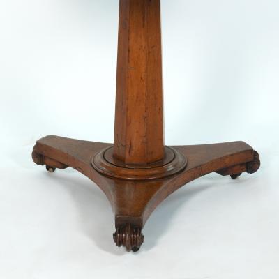 English Fruitwood Center Table with Octagonal Pedestal Tripod Base circa 1850