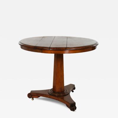 English Fruitwood Center Table with Octagonal Pedestal Tripod Base circa 1850