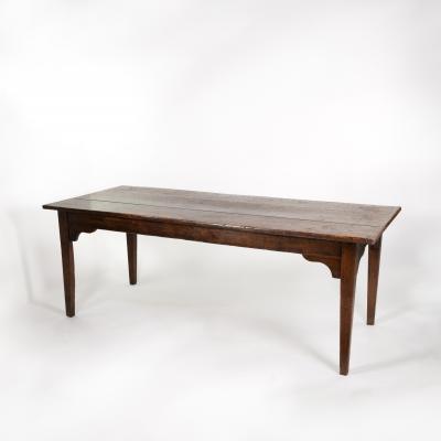English Fruitwood Farm Table With Tapered Legs Circa 1850 