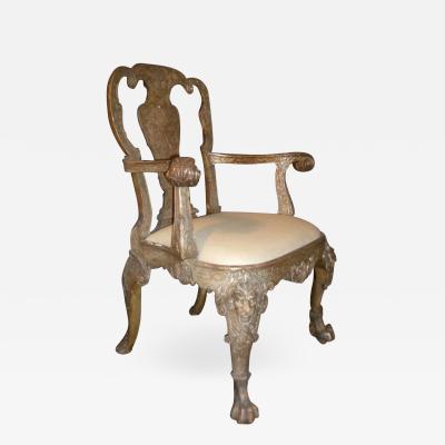 English George I style Silvered Armchair after a design by William Kent