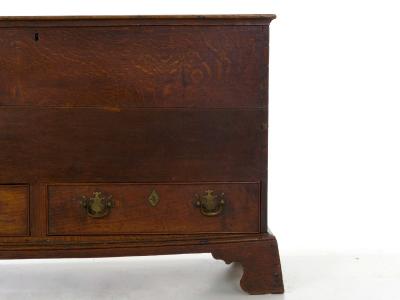 English George III Antique Oak Blanket Chest over Two Drawers