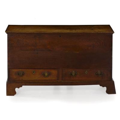 English George III Antique Oak Blanket Chest over Two Drawers