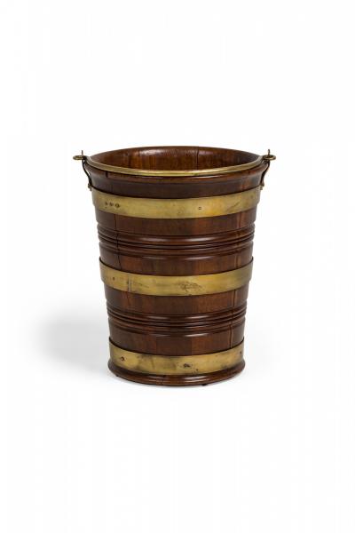 English George III Brass Bound Wooden Peat Bucket