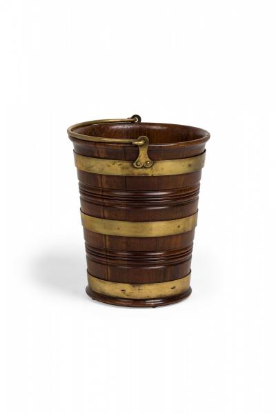 English George III Brass Bound Wooden Peat Bucket