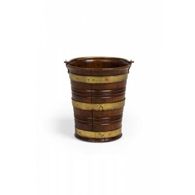 English George III Brass Bound Wooden Peat Bucket