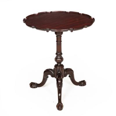 English George III Carved Mahogany Pie Crust Tilt Top Table ca 1780