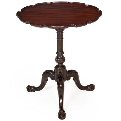English George III Carved Mahogany Pie Crust Tilt Top Table ca 1780