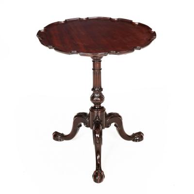English George III Carved Mahogany Pie Crust Tilt Top Table ca 1780