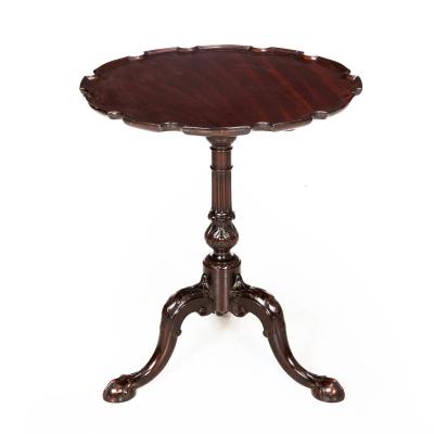 English George III Carved Mahogany Pie Crust Tilt Top Table ca 1780