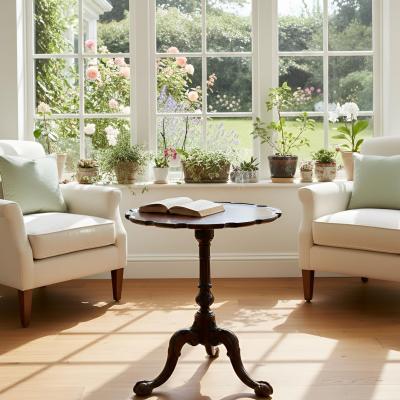 English George III Carved Mahogany Pie Crust Tilt Top Table ca 1780