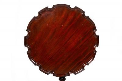 English George III Carved Mahogany Pie Crust Tilt Top Table ca 1780