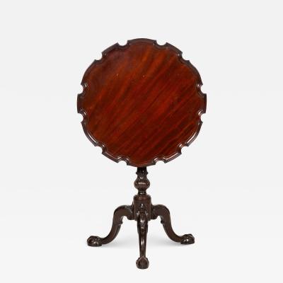 English George III Carved Mahogany Pie Crust Tilt Top Table ca 1780