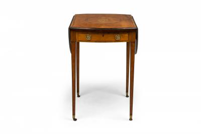 English George III Drop Leaf Oval Inlaid Pembroke Table